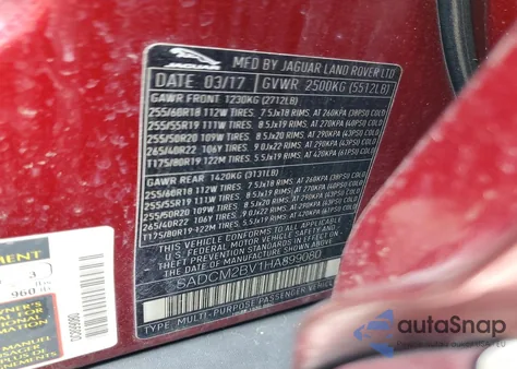 2017 Jaguar F-Pace S z USA, uszkodzony, nr VIN SADCM2BV1HA899080